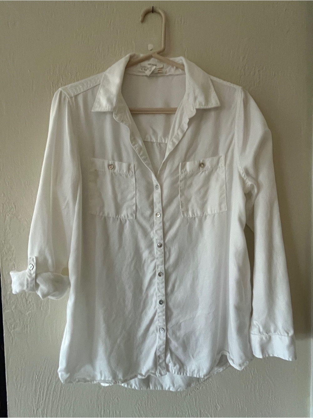 C&C California White Button-Down Shirt with Chest Pockets